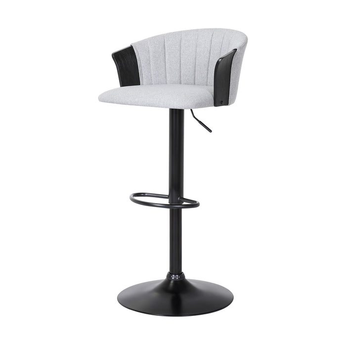 Light Gray and Black Fabric with Metal Swivel Adjustable Height Bar Chair