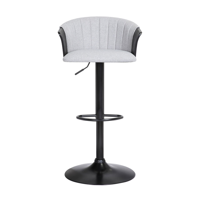 Light Gray and Black Fabric with Metal Swivel Adjustable Height Bar Chair