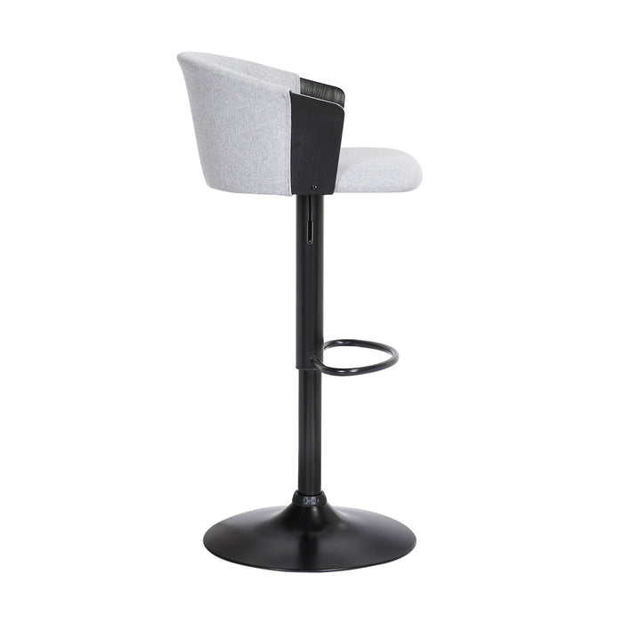 Light Gray and Black Fabric with Metal Swivel Adjustable Height Bar Chair