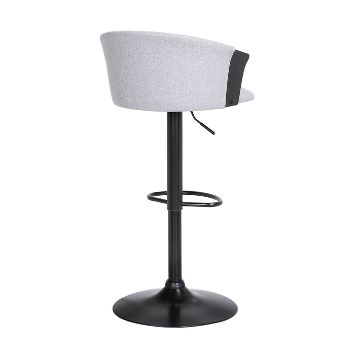 Light Gray and Black Fabric with Metal Swivel Adjustable Height Bar Chair