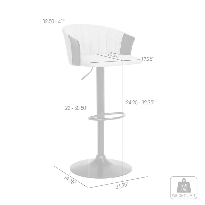 Light Gray and Black Fabric with Metal Swivel Adjustable Height Bar Chair