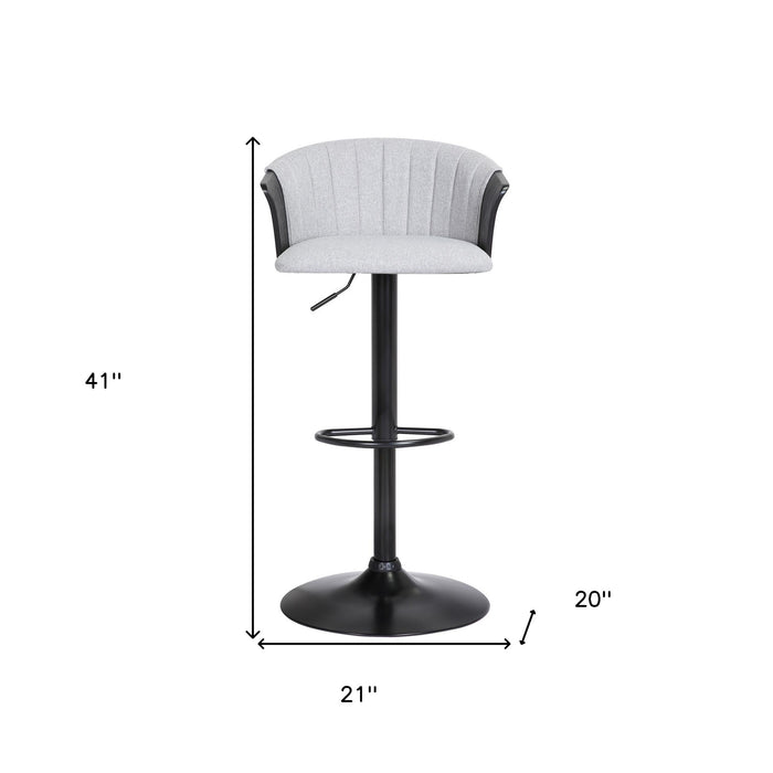 Light Gray and Black Fabric with Metal Swivel Adjustable Height Bar Chair