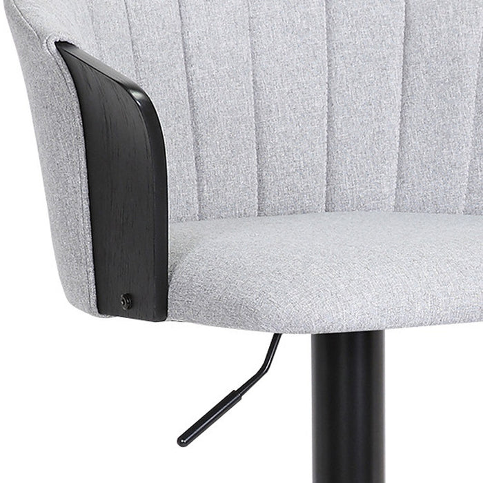 Light Gray and Black Fabric with Metal Swivel Adjustable Height Bar Chair