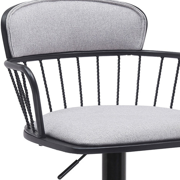 Light Gray and Black Fabric with Metal Swivel Low Back Adjustable Height Bar Chair