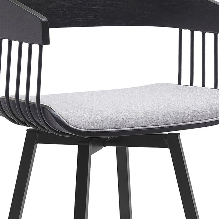 31" Light Gray and Black Fabric with Metal Swivel Bar Height Bar Chair