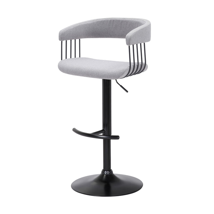 Light Gray and Black Fabric with Metal Swivel Adjustable Height Bar Chair