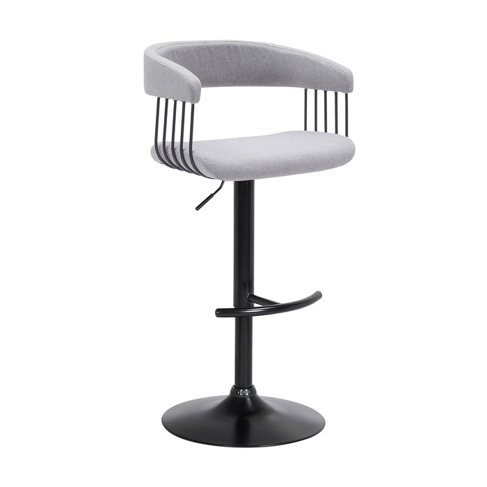 Light Gray and Black Fabric with Metal Swivel Adjustable Height Bar Chair