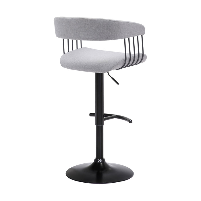 Light Gray and Black Fabric with Metal Swivel Adjustable Height Bar Chair