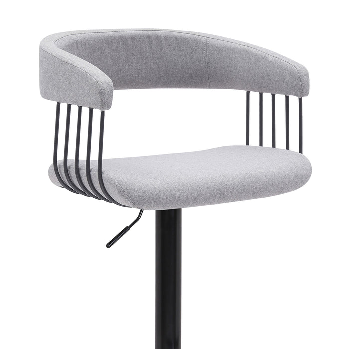 Light Gray and Black Fabric with Metal Swivel Adjustable Height Bar Chair