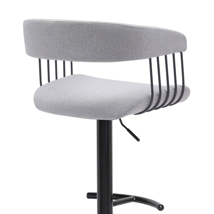 Light Gray and Black Fabric with Metal Swivel Adjustable Height Bar Chair