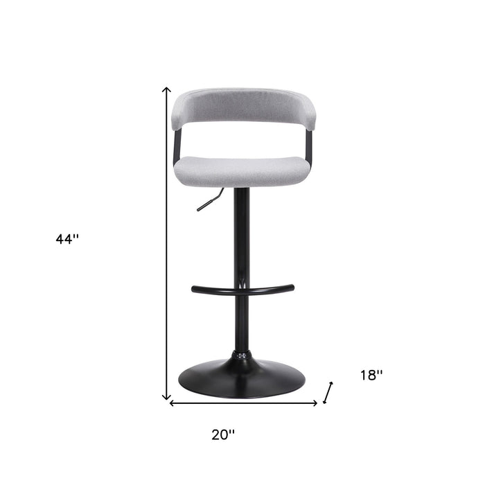 Light Gray and Black Fabric with Metal Swivel Adjustable Height Bar Chair