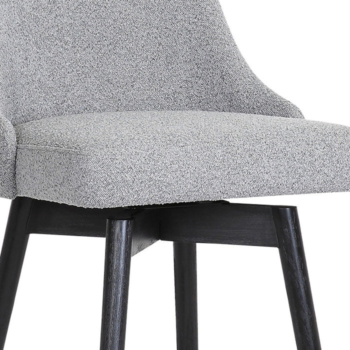 30" Light Gray and Black Fabric with Solid Wood Swivel Bar Height Bar Chair