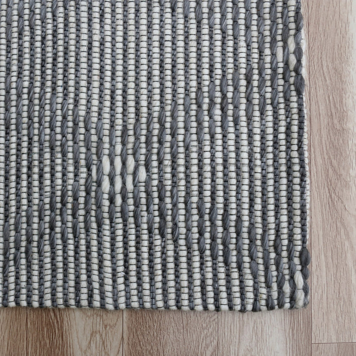 5' X 8' Gray and Ivory Geometric Hand Woven Non Skid Area Rug