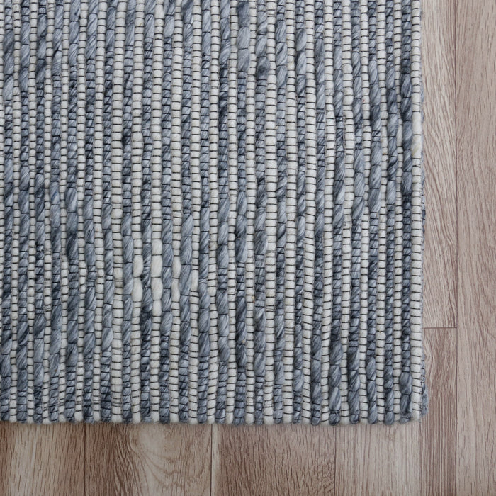 5' X 8' Gray and Ivory Geometric Hand Woven Non Skid Area Rug