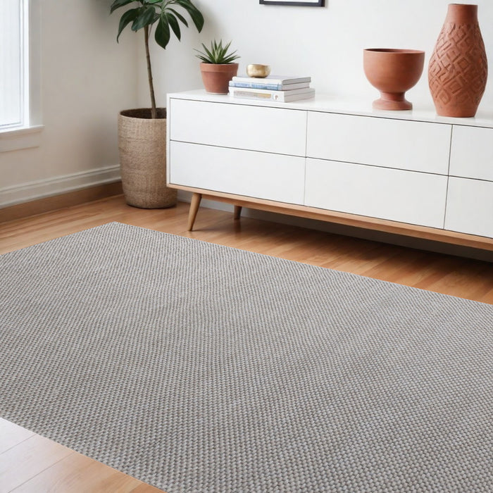 5' X 8' Beige Hand Woven Non Skid Area Rug