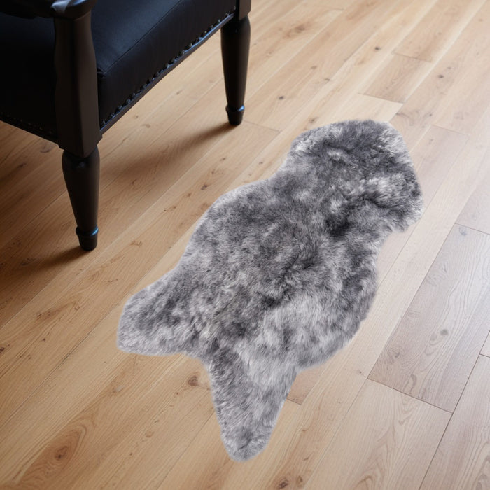 2' X 3' Gray Sheepskin Handmade Non Skid Area Rug