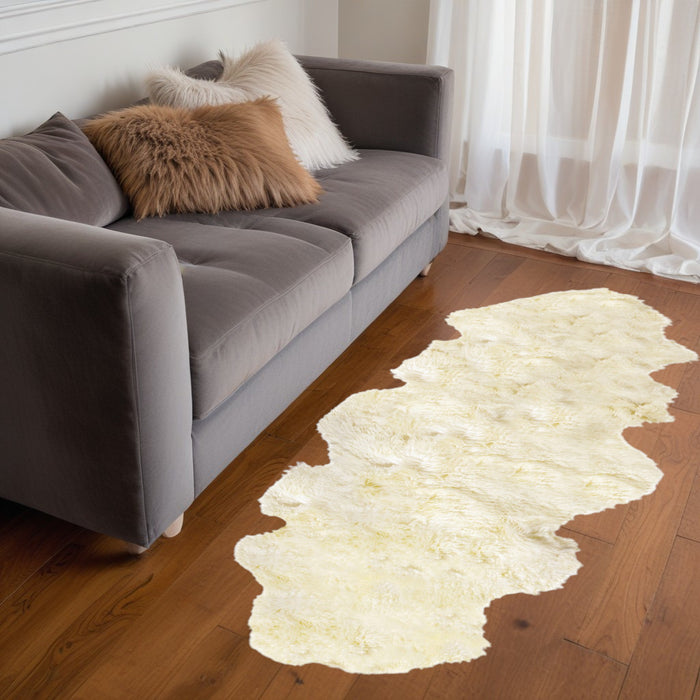 2' X 6' Natural Sheepskin Handmade Area Rug