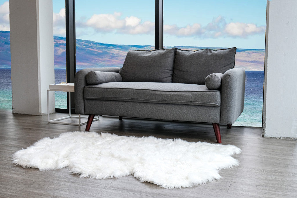 3' X 5' Off White Faux Sheepskin Printed Area Rug