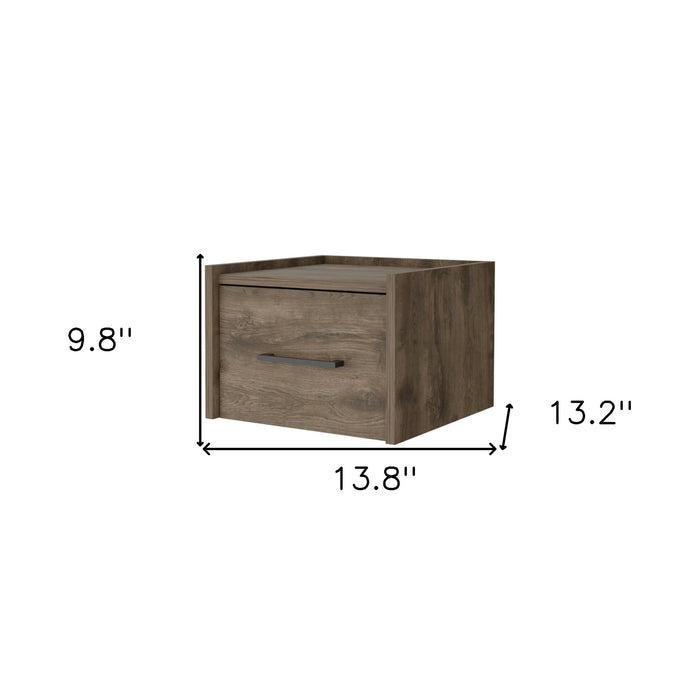 10" Brown One Drawer Faux Wood Floating Nightstand