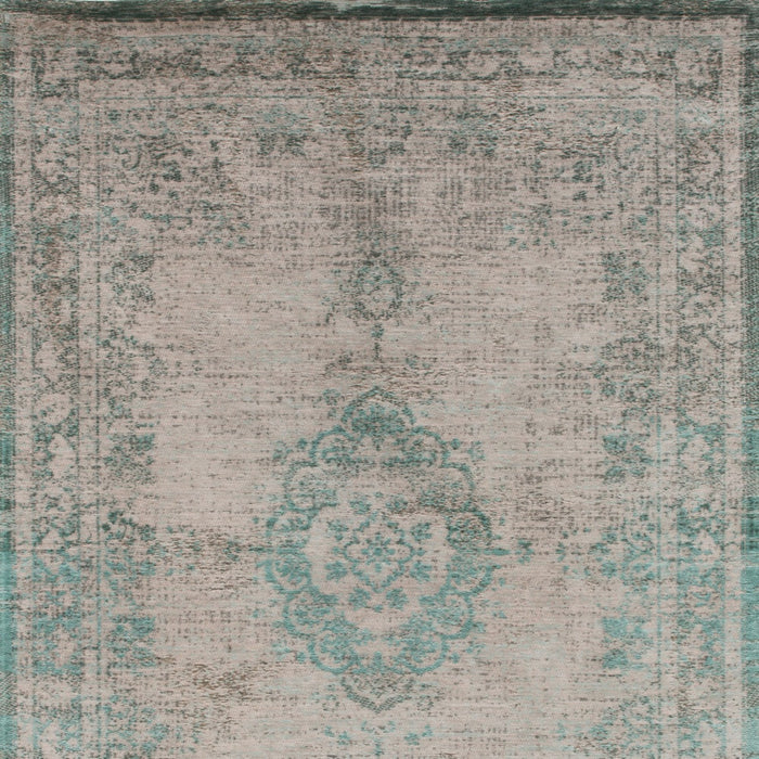 5' X 7' Gray and Green Medallion Non Skid Area Rug