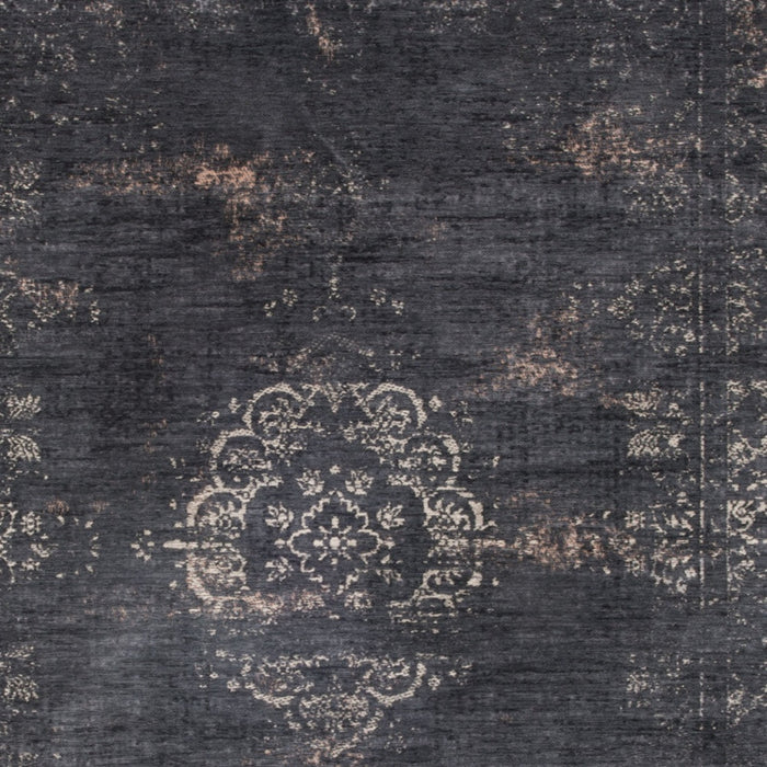 8' X 11' Gray and Black Medallion Non Skid Area Rug