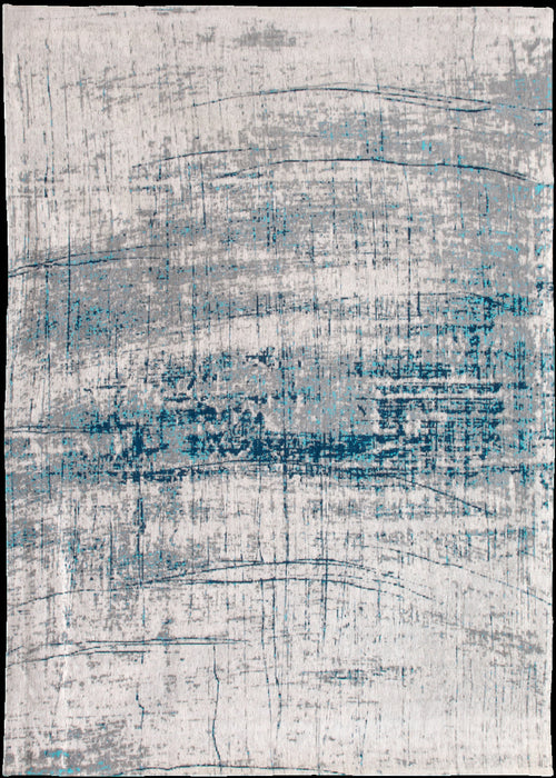 3' X 5' Blue and Gray Abstract Non Skid Area Rug