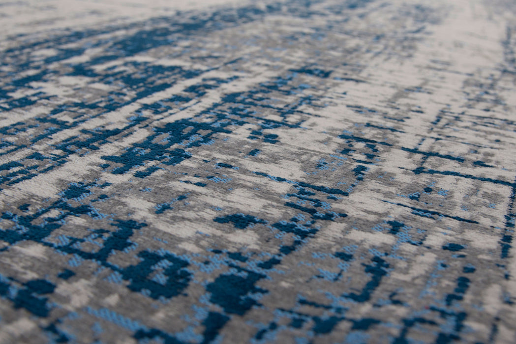 5' X 7' Blue and Gray Abstract Non Skid Area Rug