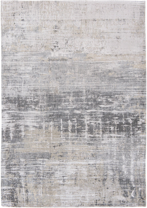 7' X 9' Gray and White Abstract Non Skid Area Rug