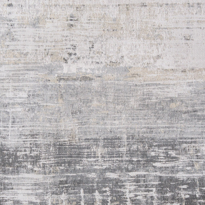 7' X 9' Gray and White Abstract Non Skid Area Rug