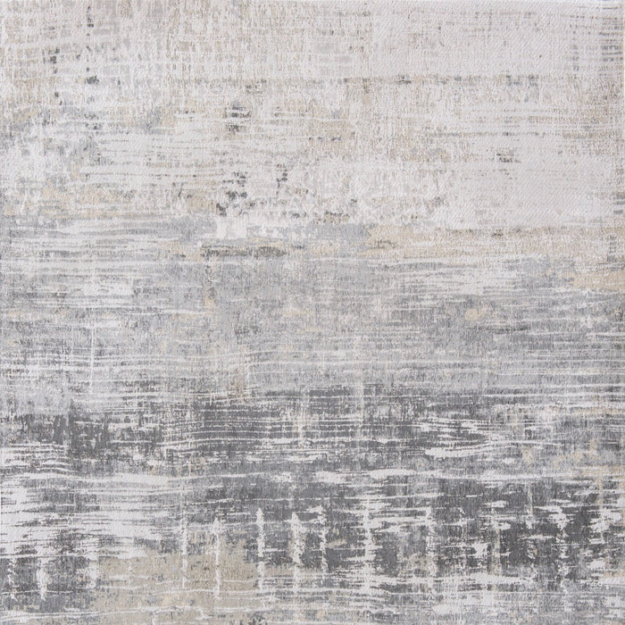 7' X 9' Gray and White Abstract Non Skid Area Rug