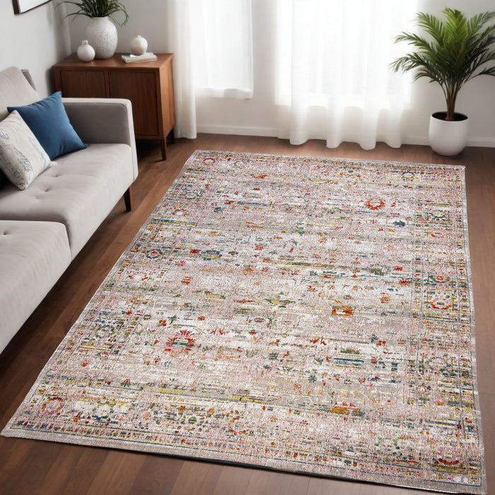 5' X 7' Gray and Brown Oriental Non Skid Area Rug