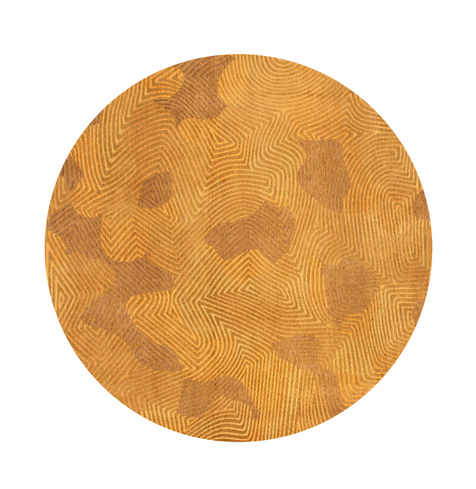 5' Yellow Round Abstract Non Skid Area Rug