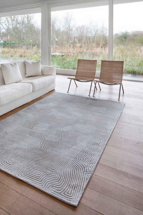 3' X 5' White Abstract Non Skid Area Rug