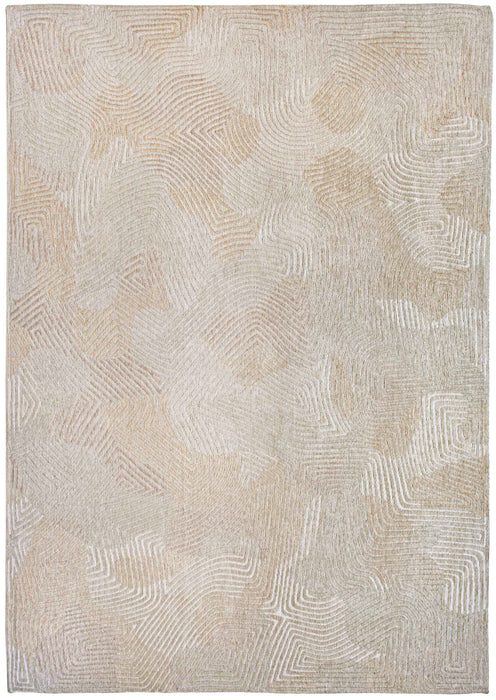 3' X 5' Beige and White Abstract Non Skid Area Rug