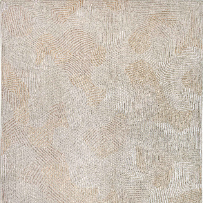 3' X 5' Beige and White Abstract Non Skid Area Rug