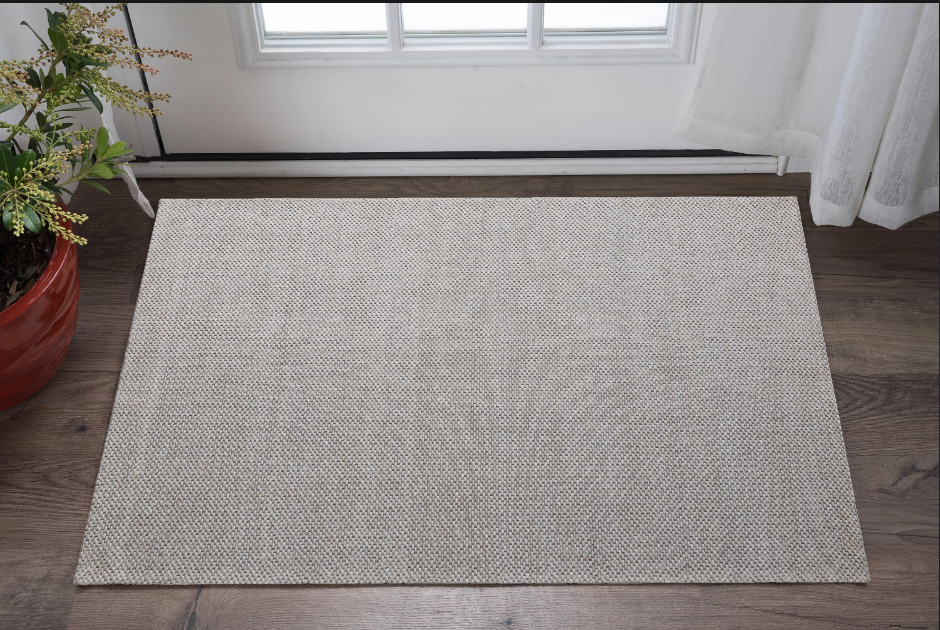 5' X 8' Beige Hand Woven Non Skid Area Rug