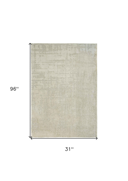 10' Gray and Beige Abstract Non Skid Area Rug