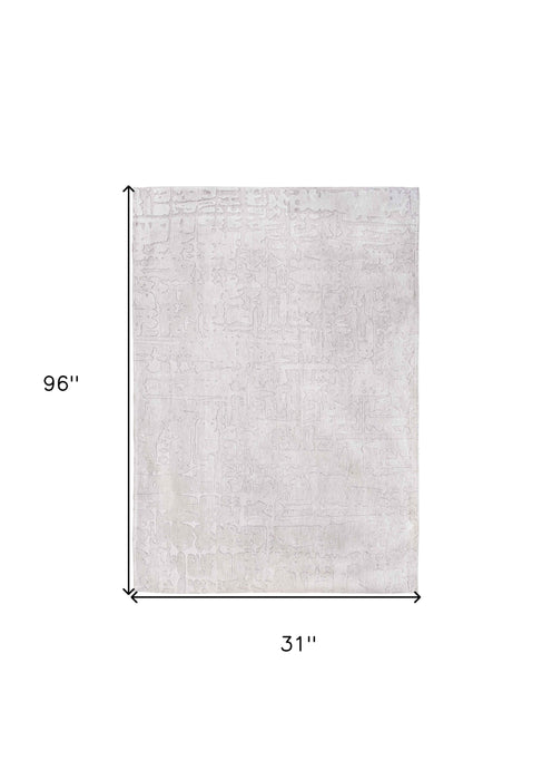 10' White Abstract Non Skid Area Rug