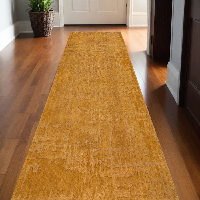 10' Yellow Abstract Non Skid Area Rug