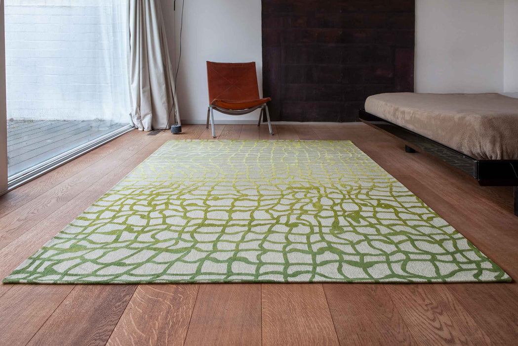 10' Gray and Green Abstract Non Skid Area Rug