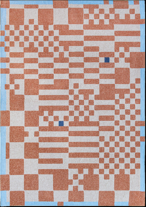 3' X 5' Blue and Red Geometric Non Skid Area Rug