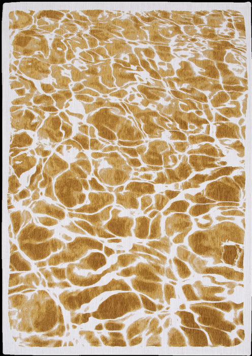 10' Yellow and Brown Abstract Non Skid Area Rug