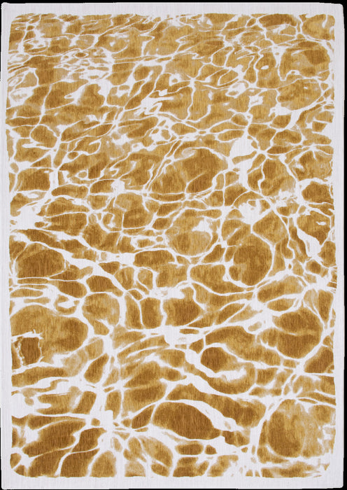 10' Yellow and Brown Abstract Non Skid Area Rug