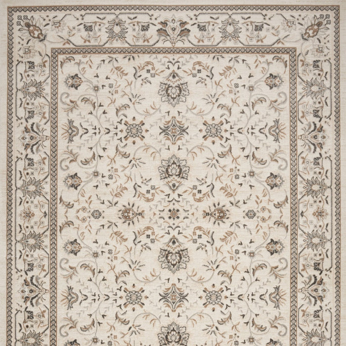 8' X 10' Cream Floral Distressed Area Rug