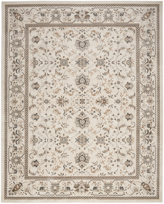 8' X 10' Cream Floral Distressed Area Rug