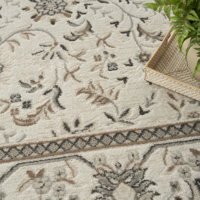 8' X 10' Cream Floral Distressed Area Rug