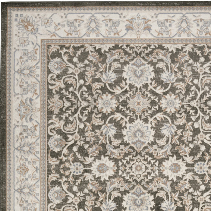 5' X 7' Gray Floral Distressed Area Rug