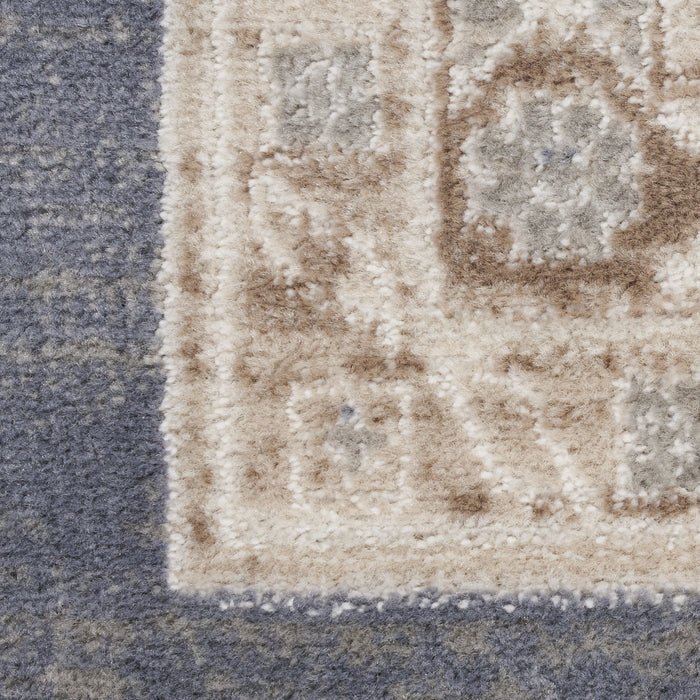 9' X 12' Blue Geometric Distressed Area Rug