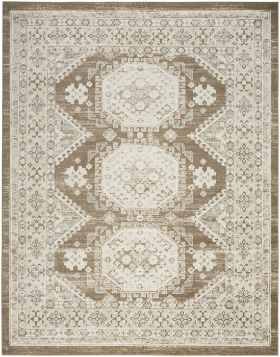 5' X 7' Brown Geometric Distressed Area Rug