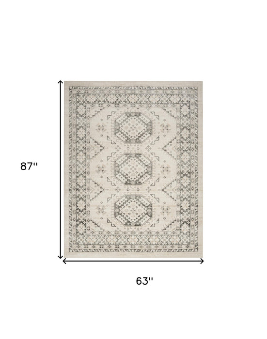 5' X 7' Gray Geometric Distressed Area Rug